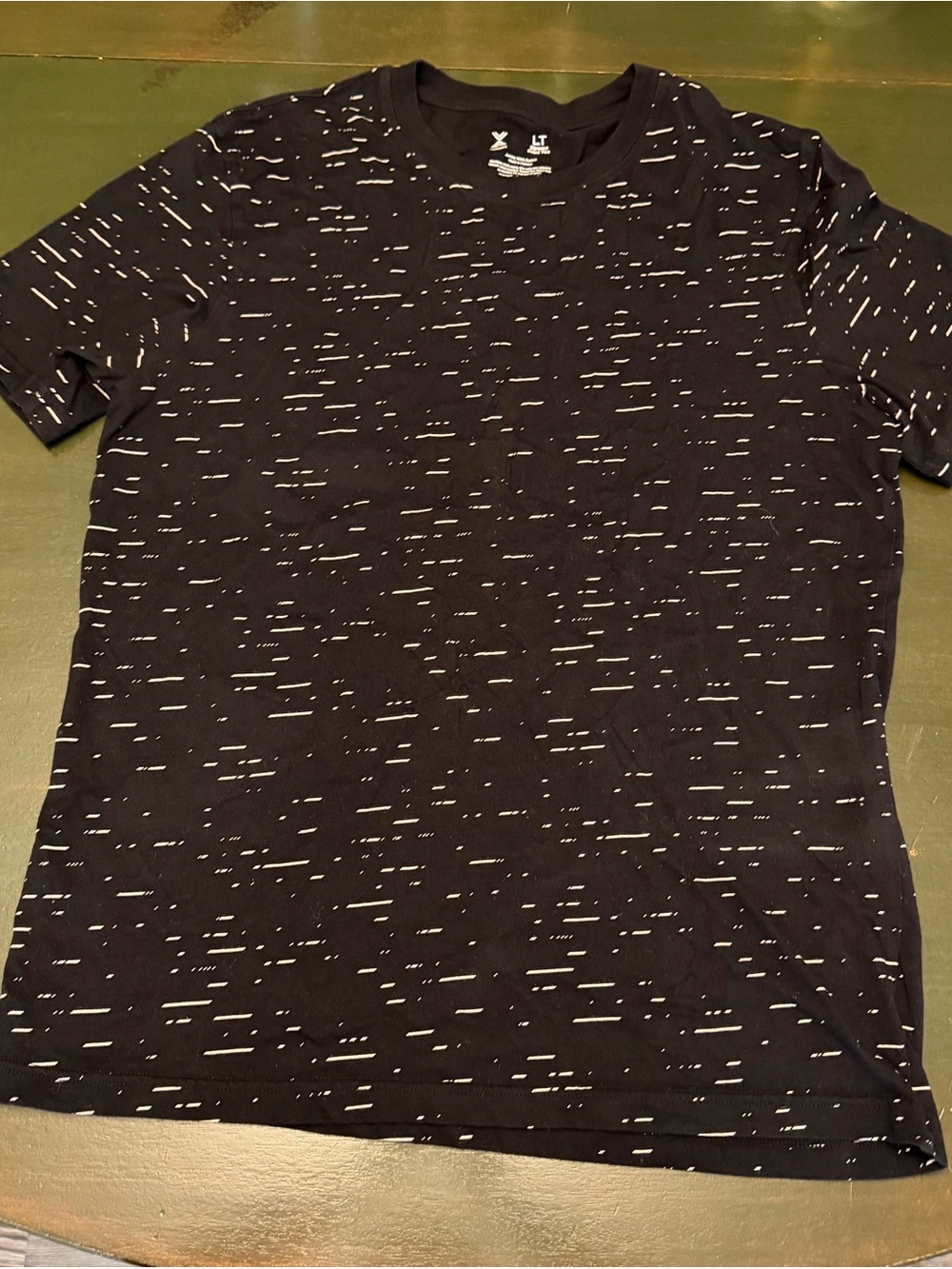 Xersion Black Short Sleeve Crew Tee with White Dash Print